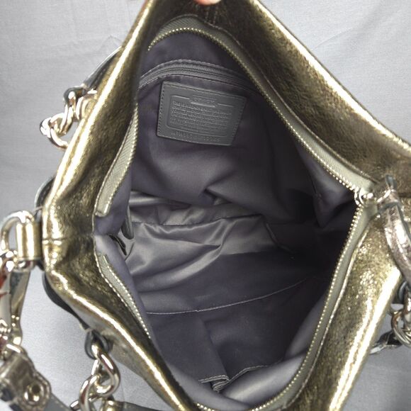Coach Brooke Hobo Bag Metallic Gold Leather F17165 Slouchy Shoulder Purse Y2K - Picture 10 of 16